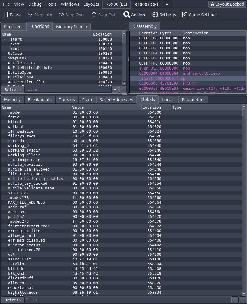 PCSX2 debugger.